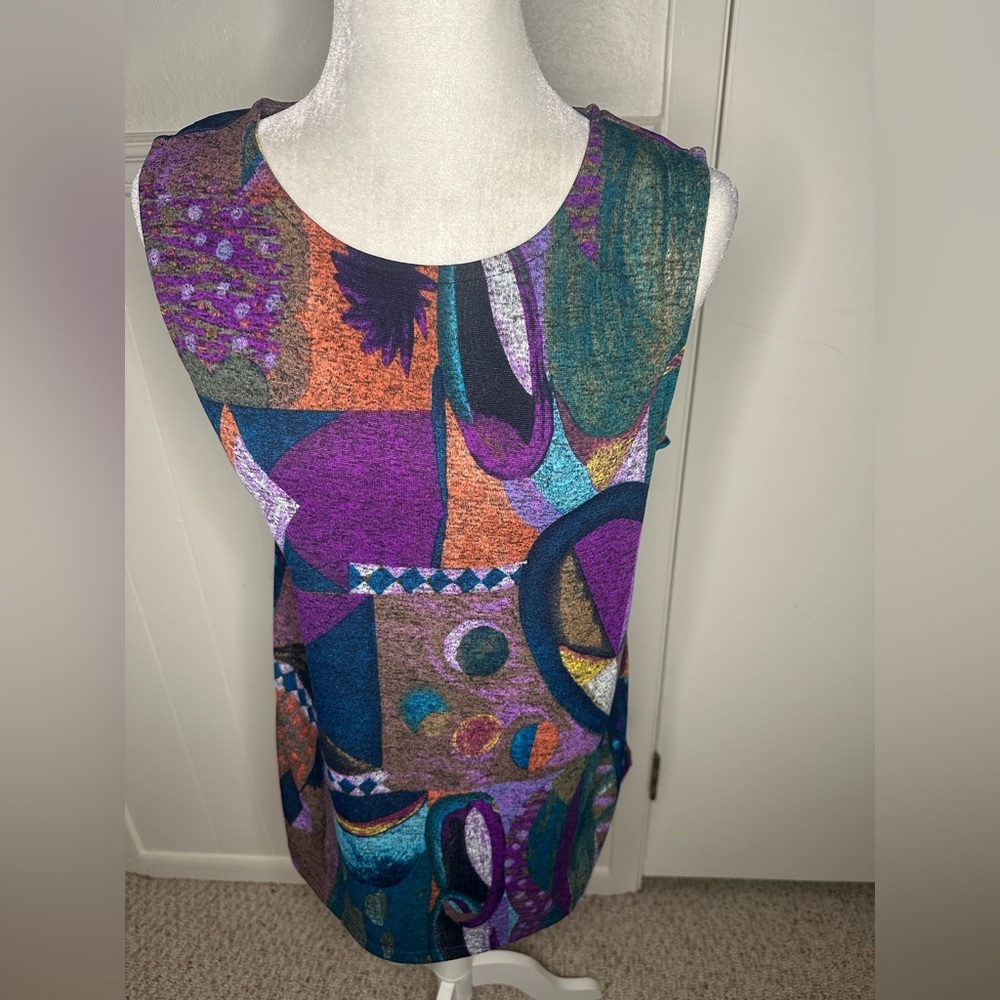 Damee Tank And Jacket Colorful Abstract Set Women… - image 2